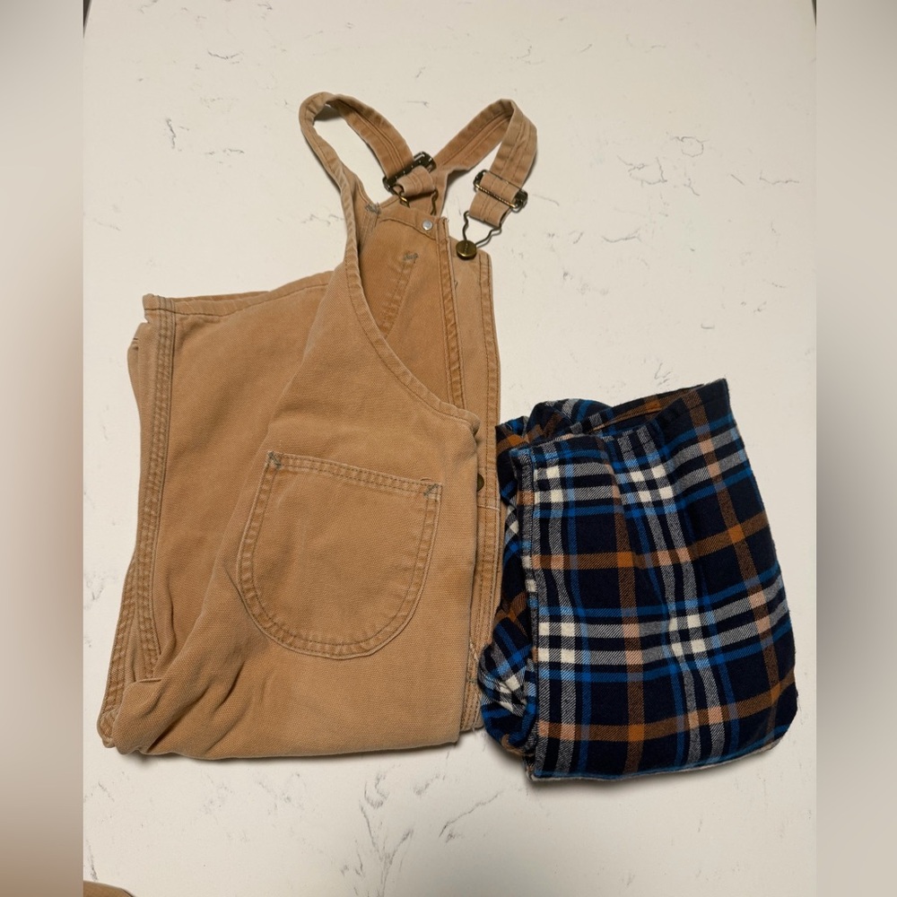 Carhartt boys overalls and shirt lot of 2 size 5/6